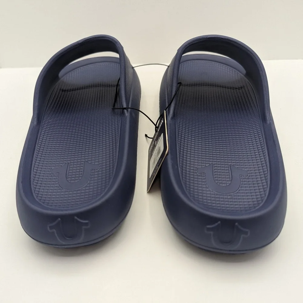 True Religion Mens Slides Navy Blue Buddha World Tour Sandals TR-WAYNE-S Size 9M